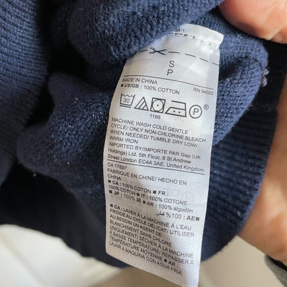 Gap chest-stripe crewneck sweater Size S navy mens - Picture 6 of 7